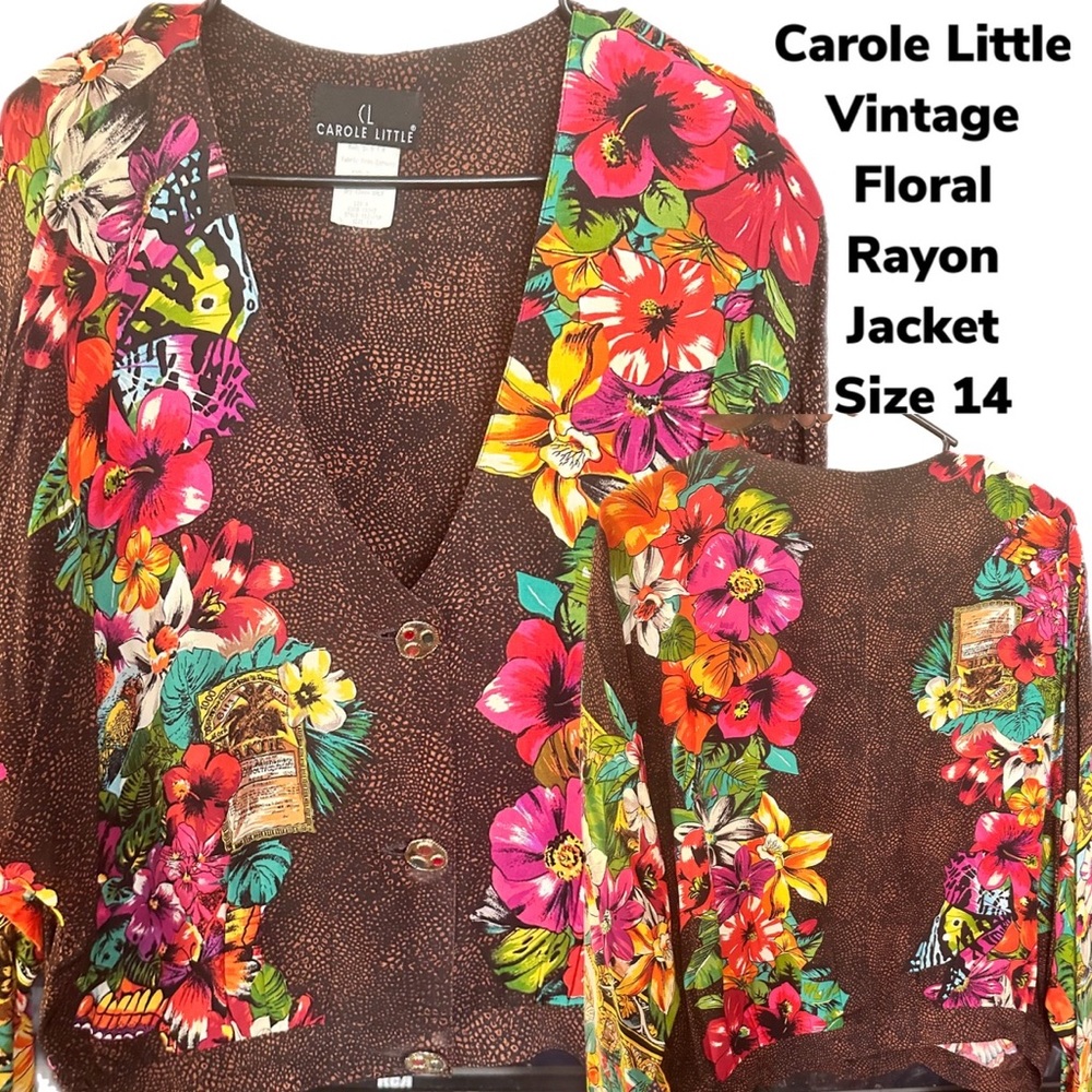 Carole Little Vintage Floral Rayon Jacket